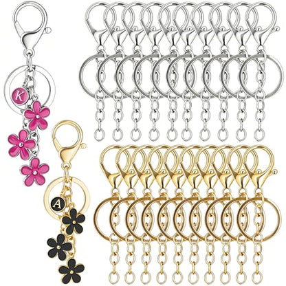 20pcs Keychain Making Kit with Key Rings Lobster Clasp Chain, Gold & Silver Bag Charm Kits for DIY Craft Jewelry Making - color: Gold & Silver-20pcs