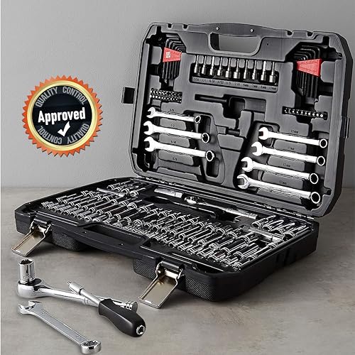 Amazon Basics Mechanic's Socket Tool Set With Case, Metric Sizes, 145-Piece - size: 145 Piece