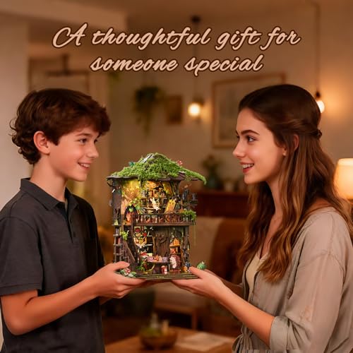 Forest Tea Book Club Book Nook Kit with LED Treehouse Library - style: Forest Tea Book Club