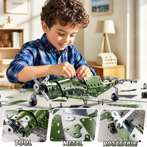 Metal Model Airplane Kits - STEM Projects for Kids Ages 8-12, Assembly Educational Building Toys Model Aircraft Metal for Kids Boys Girls 8 9 10 11 12 Years Old - style: Model Airplane