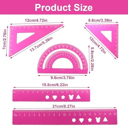 5-Piece Metal Geometry Set, Pink - color: Pink