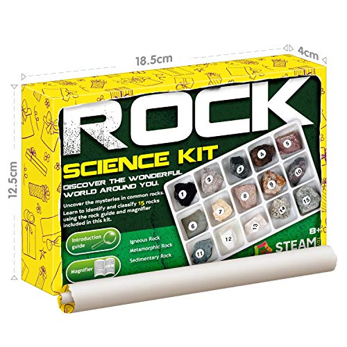 Piano Potato Rock and Mineral Kit 15 PCS with Box, STEM Geology for Kids - style: Rock Kit