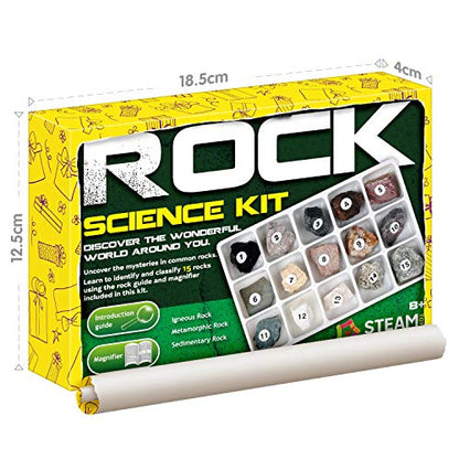 Piano Potato Rock and Mineral Kit 15 PCS with Box, STEM Geology for Kids - style: Rock Kit