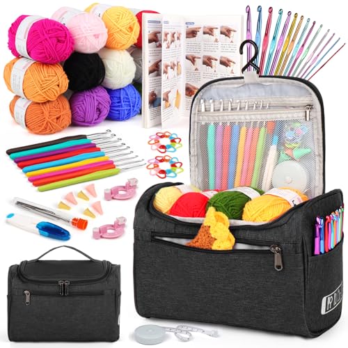Aeelike Crochet Kits for Beginners Adults Kids, Complete Crochet Set, Black - color: Black