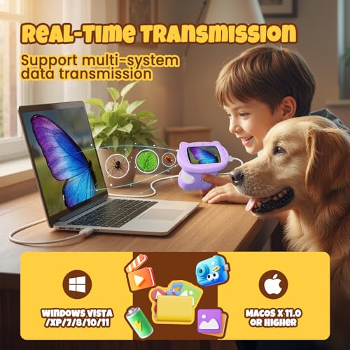 Handheld Digital Mini Microscope for Kids: 1000X 4K 2.4" Microscopes Toys - color: Purple