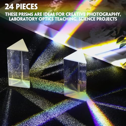 SiliFine 24 Pack 2.5 Inch 4 Inch Clear Triangular Glass Prisms Bulk - size: 2.5 Inch 4 Inch