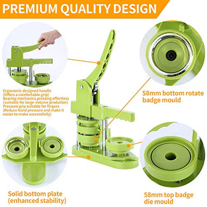 Button Maker Machine 58mm (2.25 in) Installation-Free, DIY Button Pin Maker Machine, Badge Punch Press with Free 100pcs Badge Supplies & Pictures & Circle Cutter - size: Round 58mm (2.25 inch)