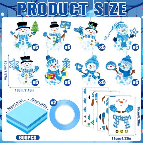 DoubleFill 48 Pcs Winter Snowman Suncatchers DIY Kit, Window Ornaments - style: Winter Snowman