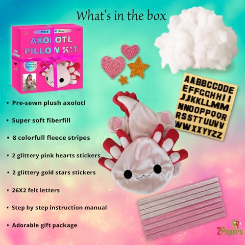 Make Your Own Axolotl Plush Pillow Kit Arts and Crafts for Kids (No Sew) - style: AXOLOTL