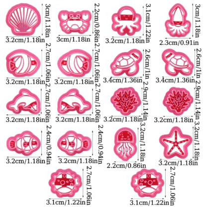 18Pcs Ocean Life Polymer Clay Cutters Set Sea Creatures Mini Clay Earring Cutters Summer Marine Animals Turtle Dolphin Jellyfish Seashell Polymer Jewelry Cutter for Earrings Crafts DIY Tool Supplies