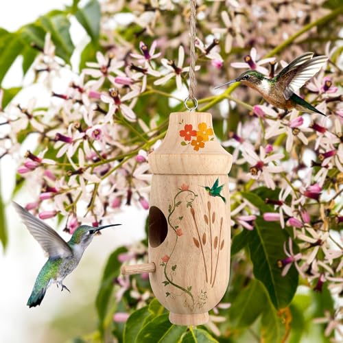 Briwooody 12 Pack Hummingbird House Wooden DIY Kit with Paint and Brushes