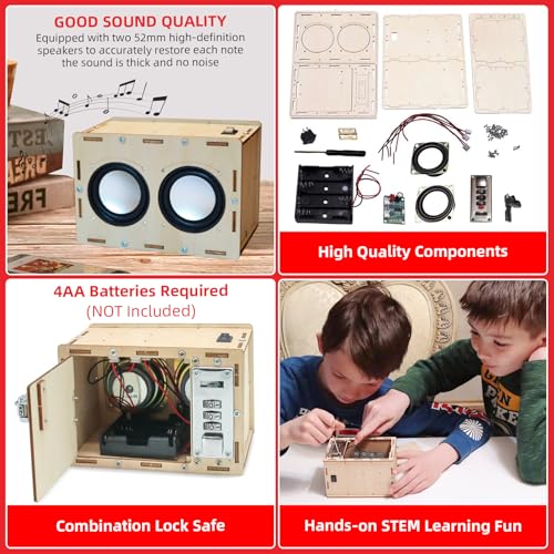 STEM Projects for Kids & Adults Build Your Own Bluetooth Speaker & Combination Lock Safe - 2 in 1 Science Experiment Electronics Kit | STEM Gifts for Teenage Girls + Boys Ages 8 and Up Magic Box