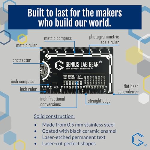 The Authentic Pocket Engineer: Small 3 Inch Metal Engineering Ruler Tool
