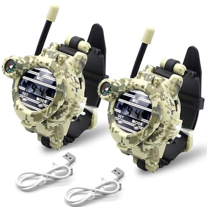 Kids Walkie Talkie Watch, Rechargeable Spy Army Toys for Boys Ages 8-13 - color: Camo