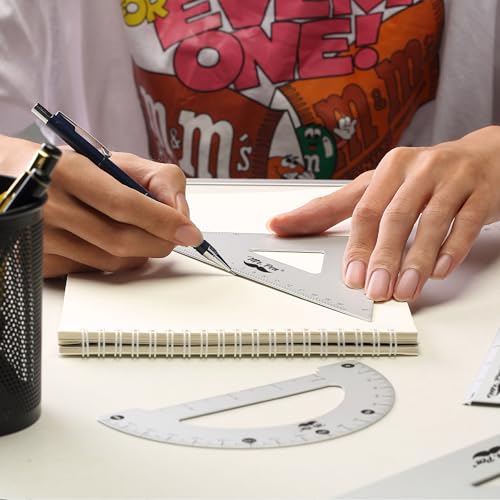 Mr. Pen- Metal Geometry Kit, 4 Pack, 45° & 30°/60° Set Squares - color: Silver