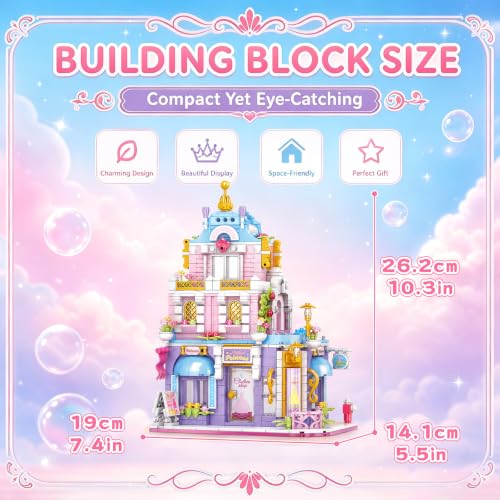 City Street View Building Blocks, Modular Architecture Model - color: Pastel Dream