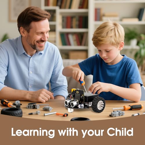 ACEBOTT Robotics for Kids Ages 8–12 12-16, Smart Robot Car Kit Compatible with BBC Micro:bit V2,STEM Toys Coding Robot Kit Compatible with LEGO,Gift for Kids and Teens(Included Micro:Bit) Controller - color: Blue-a