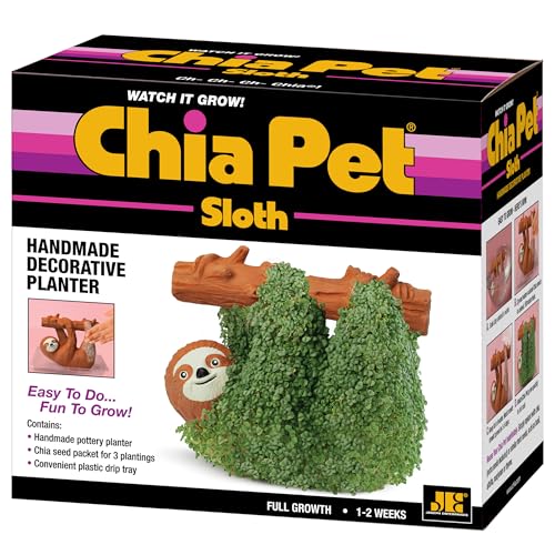 Chia Pet Sloth with Seed Pack, Decorative Pottery Planter, Easy to Do and Fun to Grow, Novelty Gift, Perfect for Any Occasion - style: Sloth