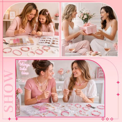 Wurosi Jewelry Making Supplies Kit, Bracelet Making Kit for Adult - color: Pink