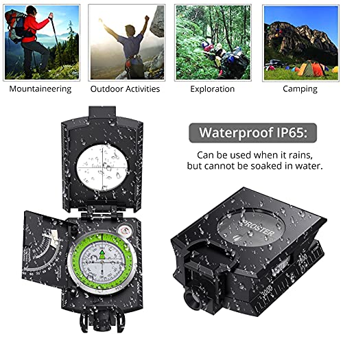 Proster Lensatic Sighting Compass IP65 Waterproof with Clinometer Bag - color: Black Compass