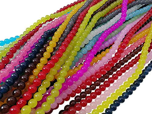 1000PCS 8mm Glass Round Beads Bulk， Imitative Jade Beads, Bracelet Loose Beads for Jewelry Making Earring, Necklaces, and DIY Crafts - size: 8mm Mixed