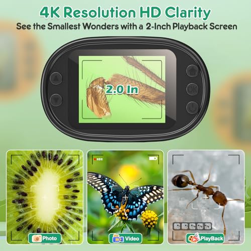 Kids Digital Microscope Science Gift: Complete STEM Toy Kit for Ages 4-12 - color: Green