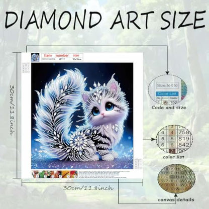 Cat Special Shape Diamond Art Kits for Adults,Gem Art For Adults 12 x 12in - color: YP117