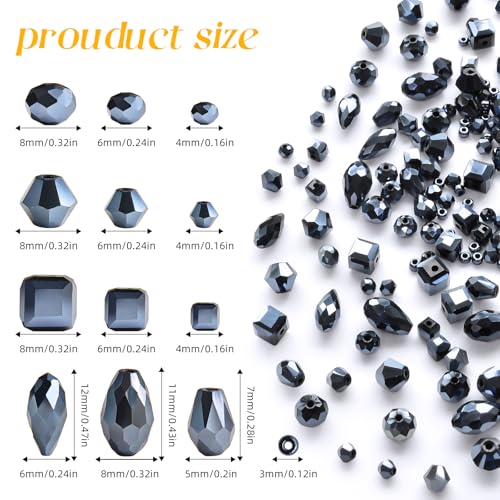 1500 Pcs Crystal Glass Beads for Jewelry Making – 12 Styles Bicone, Rondelle, Cube, Teardrop & 3mm Spacer Beads, DIY Bracelet Necklace Earring Craft Kit with Organizer Box(Vavy Blue) - color: Vavy Blue