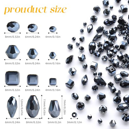 1500 Pcs Crystal Glass Beads for Jewelry Making – 12 Styles Bicone, Rondelle, Cube, Teardrop & 3mm Spacer Beads, DIY Bracelet Necklace Earring Craft Kit with Organizer Box(Vavy Blue) - color: Vavy Blue