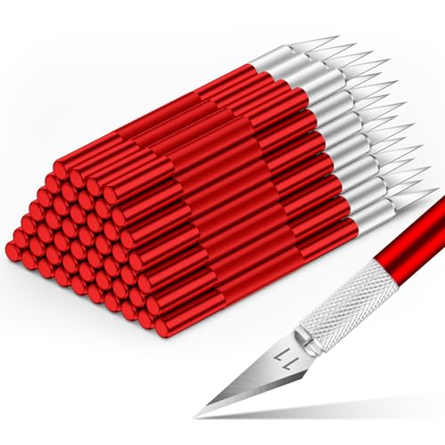 DIYSELF 50-Piece Exacto Knife Set for Art and Crafting, Red - color: Red, size: 50-Pack