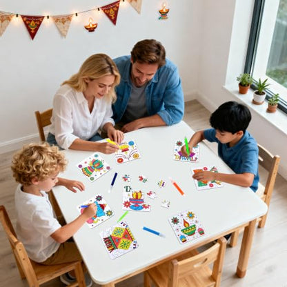 Diwali Crafts & Party Favors for Kids Bulk, Rangoli Activity DIY Art Puzzle - color: Diwali Colorful