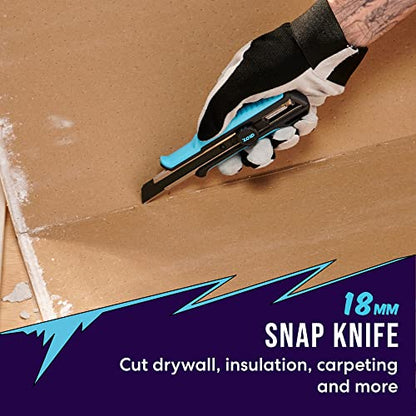 Zoid 18mm Snap Knife with TraX-Grip and Wheel Lock, High-Carbon Steel Black Blade, Retractable Box Cutter, Utility Knife for Cutting, 8-Segment Snap Blade, Textured Grip for Comfort and Stability - size: Single, style: 18mm Snap Knife with Wheel Lock