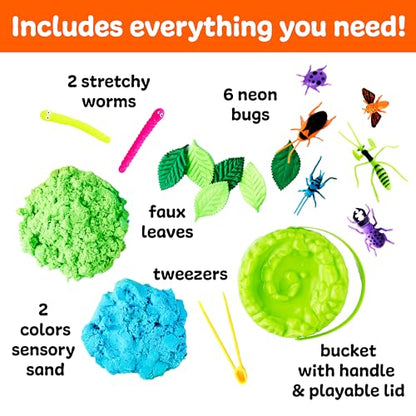 Creativity for Kids Sensory Adventure Neon Bugs Kit | Dig, Squish & Explore with Sensory Sand & Bug Toys | Scoop, Pinch & Play | Screen-Free Activity for Kids & Summer Activities (Ages 4+) - style: Bugs