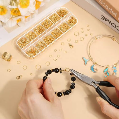 Anezus 1200PCS Jump Rings for Jewelry Making Kit, Gold, Jewelry Making Supplies and Necklace Repair, Modern Style, Small Size, Not Foldable - color: Gold
