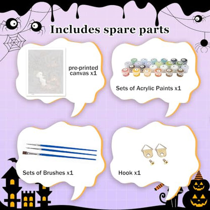 Halloween Paint by Numbers Kit for Adults,Paint by Number Adult Ghost 16x20 - color: Halloween Ghost Coffee, size: 16*20inch