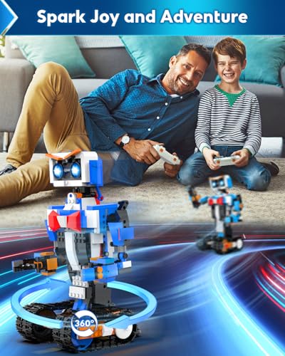 Robot Building Kits for Kids, Stem Toys for Boys Age 8-12, APP & Remote Control Educational Coding Building Sets, Programmable Robot for Kids, Rechargeable Robotic Kit Gifts for Girls Boys - style: Robotic Kit