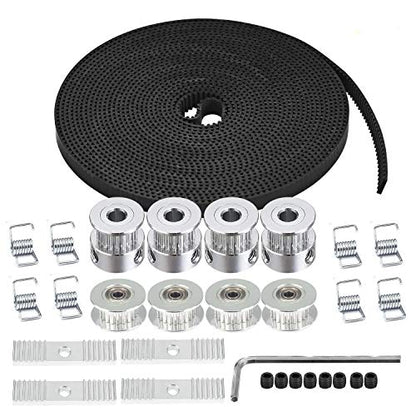 Zeelo 5M GT2 Timing Belt 6mm Width + 4pcs 20 Teeth 5mm Bore Timing Pulley Wheel + 4pcs Idler + 8pcs Tensioner Spring Torsion + 4pcs Gear Clamp Mount Block with Allen Wrench for 3D Printer - color: 5M+4+4+4+8 SET