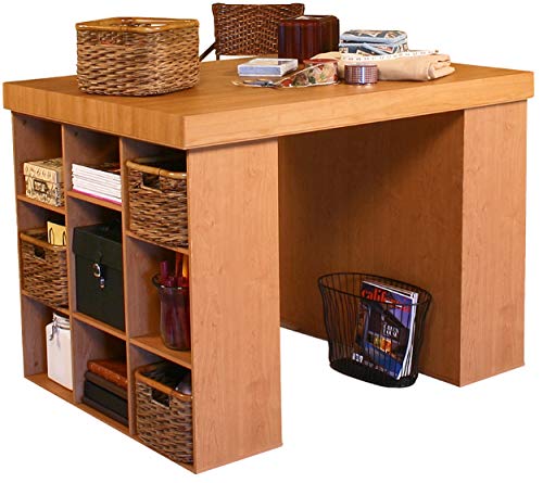 Venture Horizon Project Center Desk with Two 9-Cubby Bookcase (Oak) - color: Oak