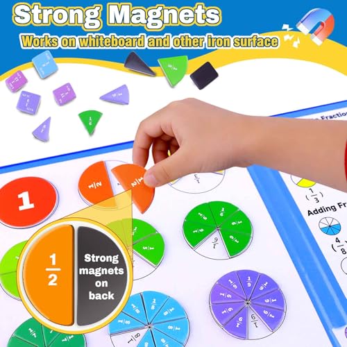 Magnetic Fraction Educational Puzzle Set, Fraction Educational Book for Kid