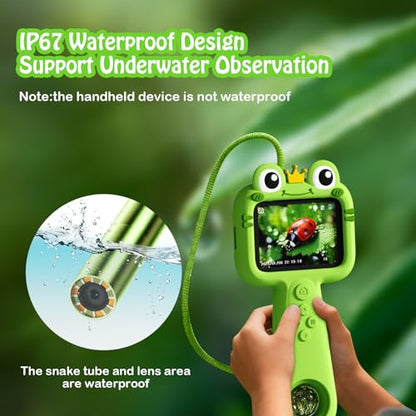 Kids Borescope with Light Borescope Camera for Kids Rechargeable STEM Science Educational Outdoor Toy with 32GB Card Nature Outside Exploration Birthday Gift for Boys Girls Ages 4,5,6,7,8,9,10,11,12