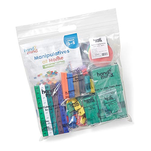hand2mind - 93539 Take Home Math Manipulatives Kit for Kids, with Snap Cubes, Base Ten Blocks, Cuisenaire Rods, Angle Circles, and Color Tiles, Kindergarten Homeschool Supplies (293 Pieces) - style: Plastic and foam, Ages 8-10