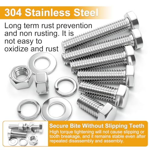 weideer 760PCS 304 Stainless Steel Hex Bolts,1/4-20 5/16-18 3/8-16 1/2-13 - color: Silver, size: 760 pcs (1/4-20, 5/16-18, 3/8-16, 1/2-13)