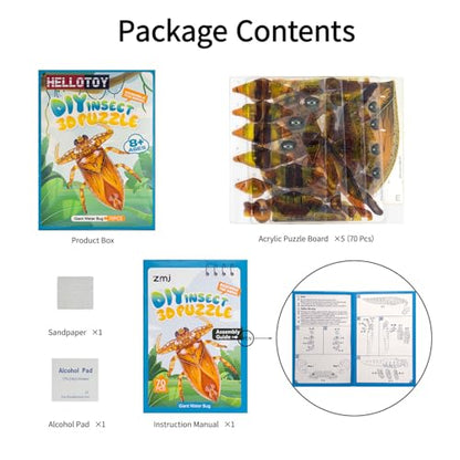 3D Acrylic Insect Puzzle DIY Bug Model Kit Animal STEM Gift - color: Giant Water Bug