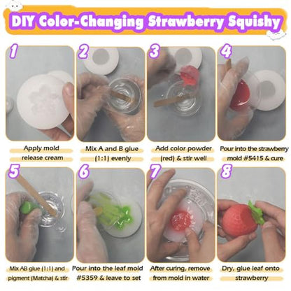 Strawberry Taba Squishy Kit Mold+Silicone Gel+Powder - color: Strawberry