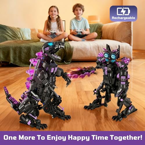 DOLIVE STEM 5 in1 Dinosaurs Building Kits for Kids Ages 8-14, Remote Control and App Controlled Dinosaur Figures Toy, Birthday Gift for 8 9 10 11 12+ Years Old