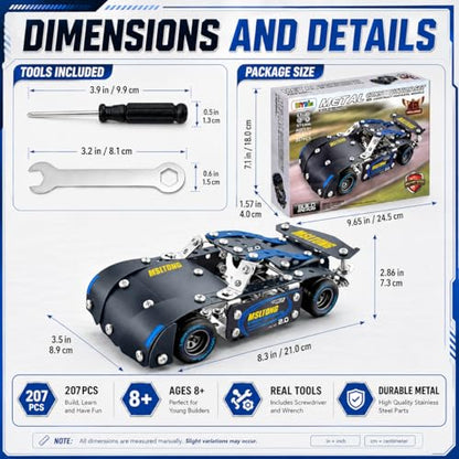 Assembly Metal Model Car Kit,207 Pieces - color: Balck