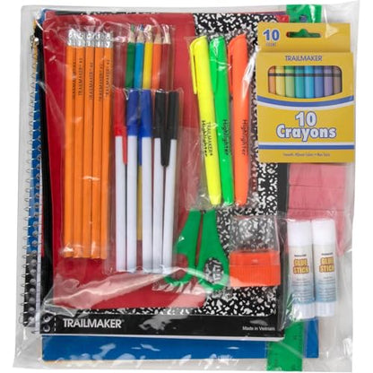 Trail maker 12 Pack Bulk School Supply Kits | 45 Piece Classroom Supply Sets for Elementary & Middle School | Notebooks, Pencils, Crayons & Essentials - size: 12 Kits (45 pieces per Kit)