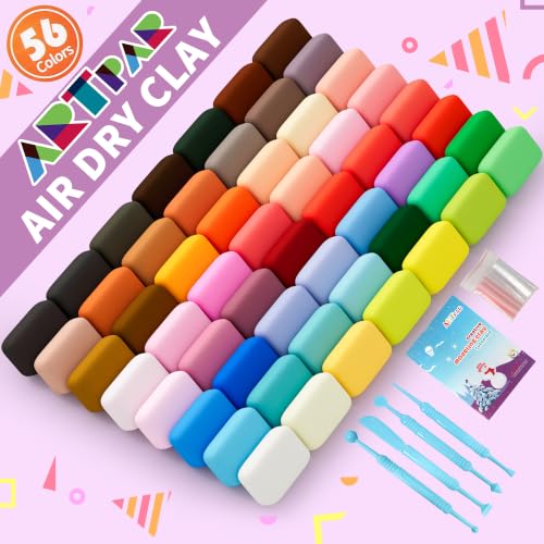 ARTPAR Air Dry Clay 56 Colors,Modeling Clay for Kids,Molding Magic Clay Kit - color: 56 Colors
