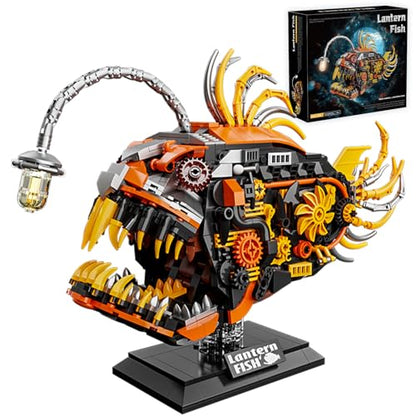 HJPLPXH Mechanical Angler Fish Building Set with Light, Lantern Fish Model - style: Angler Fish