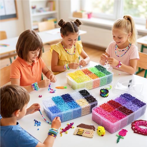 Simetufy 14000Pcs Pony Beads Bulk, 30 Colors 6x9 Kandi Beads for Bracelet - color: 30 Colors - 14000 Pcs